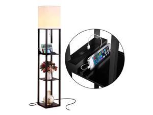 Brightech Maxwell Standing Tower Floor Lamp with Shelves and USB Port, Black Brightech Maxwell Standing Tower Floor Lamp with Shelves and USB Port, Black