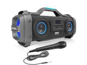Pyle PBMSPG148 Bluetooth Boombox Karaoke Speaker System with DJ Party Lights