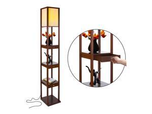 Brightech Maxwell Standing Tower Floor Lamp w/ Shelves and Drawers, Havana Brown Brightech Maxwell Standing Tower Floor Lamp w/ Shelves and Drawers, Havana Brown