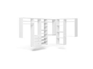 Easy Track L Shaped Walk In Closet Organizer Kit with Shelves and Drawers, White Easy Track L Shaped Walk In Closet Organizer Kit with Shelves and Drawers, White