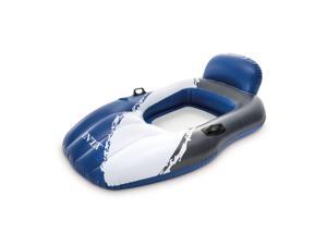 Intex Floating Mesh Lounge Chair Pool Float Lounger w/ Cupholder, Blue & White Intex Floating Mesh Lounge Chair Pool Float Lounger w/ Cupholder, Blue & White