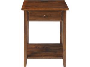Casual Home Solid Wood Night Owl Bedside Nightstand with USB Ports, Warm Brown Casual Home Solid Wood Night Owl Bedside Nightstand with USB Ports, Warm Brown