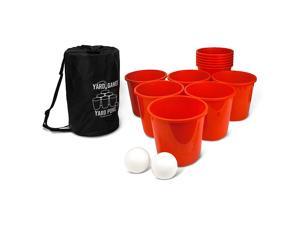 YardGames Giant Outdoor Yard Pong Activity Party Set w/ 12 Buckets & 2 Balls