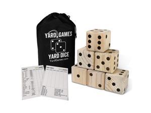 Yard Games Giant Outdoor 3.5 Inch Wooden Dice Set with Scorecards & Case