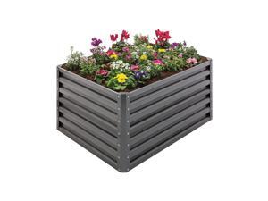 Stratco 20 Cubic Feet Steel Double Height Rectangle Garden Plant Bed, Slate Gray Stratco 20 Cubic Feet Steel Double Height Rectangle Garden Plant Bed, Slate Gray