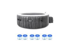 Intex PureSpa Greywood Deluxe 6 Person Hot Tub with 6 Type S1 Filter Cartridges Intex PureSpa Greywood Deluxe 6 Person Hot Tub with 6 Type S1 Filter Cartridges