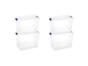 Homz 112 Quart Heavy Duty Modular Stackable Storage Containers, Clear, 4 Pack Homz 112 Quart Heavy Duty Modular Stackable Storage Containers, Clear, 4 Pack