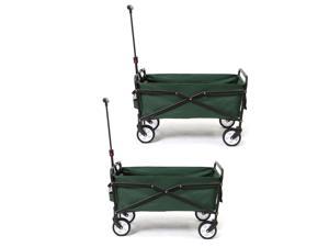 Seina Heavy Duty Compact Folding 150 Pound Capacity Utility Cart, Green (2 Pack)