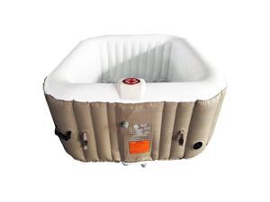 Aleko 160 Gallon 4 Person Square Inflatable Jetted Hot Tub with Fit Cover, Brown Aleko 160 Gallon 4 Person Square Inflatable Jetted Hot Tub with Fit Cover, Brown
