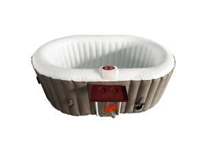 Aleko 145 Gallon 2 Person Oval Inflatable Jetted Hot Tub w/ Fitted Cover, Brown Aleko 145 Gallon 2 Person Oval Inflatable Jetted Hot Tub w/ Fitted Cover, Brown