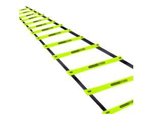 HolaHatha 20 Ft 12 Rung Adjustable Sports Agility Fitness Training Ladder, Yellow