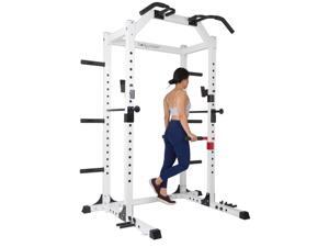 Body Flex Sports SMU6200 Weightlifting Deluxe Home Power Rack Cage System, White Body Flex Sports SMU6200 Weightlifting Deluxe Home Power Rack Cage System, White