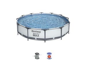 Bestway Steel Pro Max 12ft x 30in Frame Round Above Ground Swimming Pool w/ Pump Bestway Steel Pro Max 12ft x 30in Frame Round Above Ground Swimming Pool w/ Pump