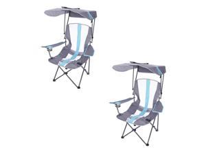 Kelsyus Premium Portable Camping Folding Lawn Chair with Canopy, Blue (2 Pack)
