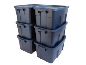 Rubbermaid Roughneck 14 Gallon Storage Box Tote, Dark Indigo Metallic (6 Pack)