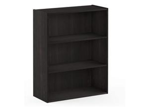 Furinno Pasir 3 Tier Open Storage Wooden Bookshelf Bookcase Shelf, Espresso