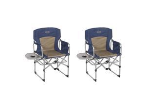 Kamp-Rite Compact Folding Outdoor Camping Directors Chair w/ Side Table (2 Pack)