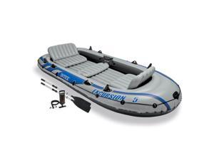 Intex Excursion 5 Inflatable Rafting/Fishing Dinghy Boat Set w/ 2 Oars