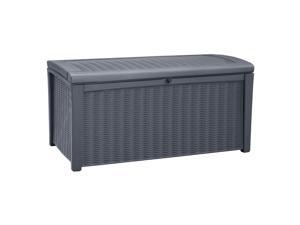 Keter Borneo Outdoor Storage Bin for Patio Furniture, 110 Gal, Grey