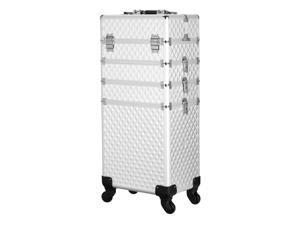 Channcase 4 in 1 Portable Professional Makeup Trolley Cart with Wheels, White