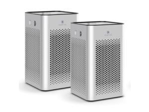 Medify Air MA-25 500 Sq Ft Compact Air Purifier with HEPA Filter, Silver(2 Pack)