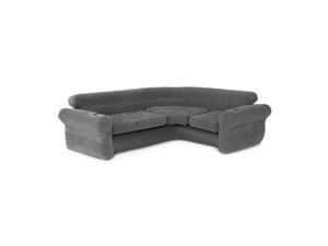 Intex 68575VM Inflatable Indoor Corner Couch Sectional with Cupholders, Gray