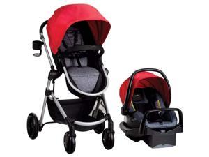 Evenflo Pivot Baby Stroller and Safemax Infant Car Seat Travel System, Red