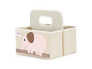 3 Sprouts UDOELE Polyester Divided Portable Diaper Caddy w/ Pink Elephant Design