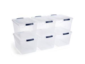 Rubbermaid Cleverstore 30 Quart Plastic Storage Tote Container with Lid (6 Pack)
