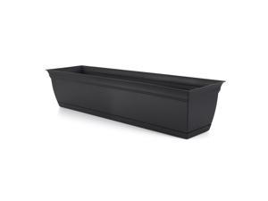 The HC Companies 30 Inch Eclipse Window Flower Box with Removable Saucer, Black
