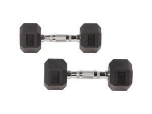 Sporzon Rubber Encased Pair of Hexagon Handheld Weight Dumbbells, 10 Pounds