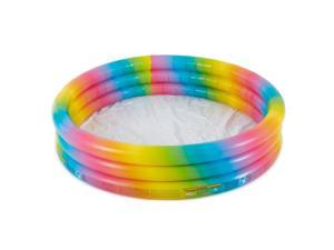 Intex 58449EP 15 Inch Rainbow Ombre 3 Ring Round Inflatable Kids Swimming Pool