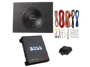 Rockford Fosgate 500W Subwoofer + Q Power Truck Enclosure + Boss 1100W Amplifier Rockford Fosgate 500W Subwoofer + Q Power Truck Enclosure + Boss 1100W Amplifier