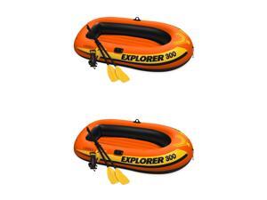 Intex Explorer 300 Compact Fishing 3 Person Raft Boat w/ Pump & Oars (2 Pack) Intex Explorer 300 Compact Fishing 3 Person Raft Boat w/ Pump & Oars (2 Pack)