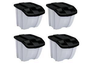 Suncast 18 Gallon Indoor or Outdoor Stacking Recycle Storage Bin, Gray (4 Pack) Suncast 18 Gallon Indoor or Outdoor Stacking Recycle Storage Bin, Gray (4 Pack)