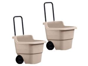 Suncast 15 Gallon Poly Multipurpose Rolling Lawn and Garden Cart, Taupe (2 Pack) Suncast 15 Gallon Poly Multipurpose Rolling Lawn and Garden Cart, Taupe (2 Pack)