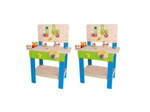 Hape Wooden Child Master Tool and Workbench Toy Pretend Builder Set (2 Pack)