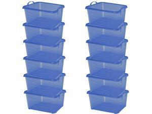 Life Story Blue Stackable Closet & Storage Box 55 Quart Containers, (12 Pack) Life Story Blue Stackable Closet & Storage Box 55 Quart Containers, (12 Pack)
