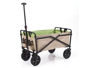 Seina Manual 150 Pound Capacity Folding Steel Wagon Garden Cart, Tan