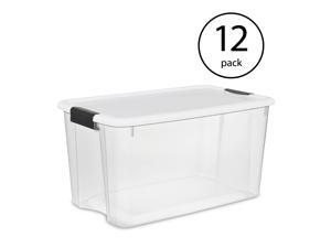 Sterilite 70 Quart Ultra Latch Storage Box with White Lid & Clear Base (12 Pack) Sterilite 70 Quart Ultra Latch Storage Box with White Lid & Clear Base (12 Pack)