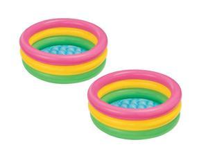 2) Intex Sunset Glow Inflatable Colorful Baby Swimming Pool, Multicolored