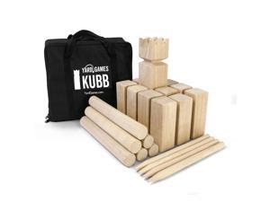 YardGames Kubb Premium Wooden Game Set with Canvas Transport and Storage Bag