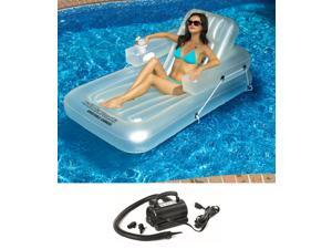 New Swimline 90521 Swimming Pool Inflatable Kickback Lounger + 110 Volt Air Pump New Swimline 90521 Swimming Pool Inflatable Kickback Lounger + 110 Volt Air Pump