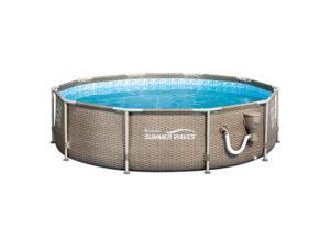 Summer Waves 10ft x 30in Frame Swimming Pool with Exterior Wicker Print, Tan