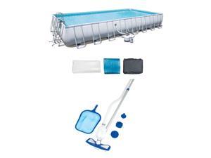 Bestway Rectangular Frame Swimming Pool Set with Cleaning and Maintenance Kit