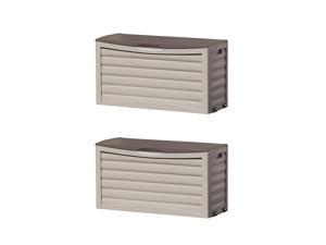 Suncast Outdoor Patio Deck Resin 63 Gallon Storage Chest Box, Taupe (2 Pack) Suncast Outdoor Patio Deck Resin 63 Gallon Storage Chest Box, Taupe (2 Pack)