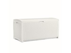 Suncast 99 Gallon Heavy Duty Resin Wicker Horizontal Deck Box, White Suncast 99 Gallon Heavy Duty Resin Wicker Horizontal Deck Box, White