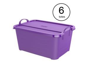 Life Story Purple Stackable Closet Organization Storage Box, 55 Quart (6 Pack) Life Story Purple Stackable Closet Organization Storage Box, 55 Quart (6 Pack)