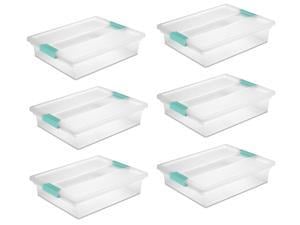 Sterilite Large Plastic Clear Clip Box Storage Tote Container with Lid (6 Pack)