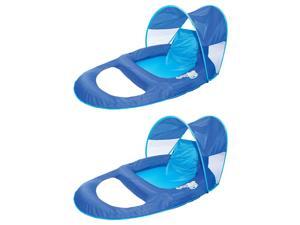 SwimWays Spring Float Recliner Pool Lounge Chair w/ Sun Canopy, Blue (2 Pack) SwimWays Spring Float Recliner Pool Lounge Chair w/ Sun Canopy, Blue (2 Pack)